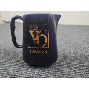 SEAGRAM'S VO CANADIAN WHISKEY Pub Jug Tavern Advertising Pitcher Bar Cobalt Blue